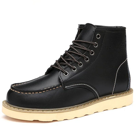 Winter Leather Men Boots Warm Mens Snow Boots with Fur Waterproof Handmade Male Ankle Boots No-slip High Top Male Work Shoes