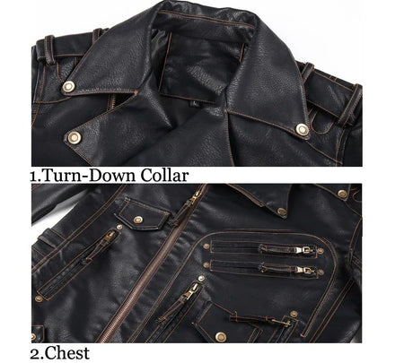 fashion Winter Winter Mens Leather Jacket Men Fashion Motorcycle PU Leather Jacket Cool Zipper Pockets Leather Coats Clothing