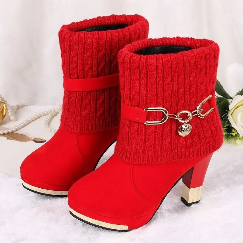Super High Heels Platform Shoes Women High Heels Women Pumps Shoes Pointed Toe Suede Ankle Boots for Women Thick Heels Boots NEW