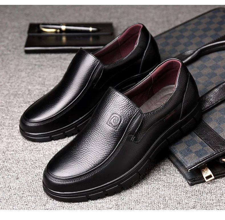 Men Genuine Leather Businenss Loafers Handmade Shoes Non-slip Man Flat Driving Walking Man Soft Luxury Dad Dress Office Shoes
