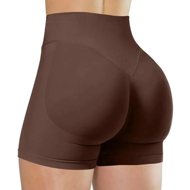 Summer High Waisted Yoga Shorts for Women Fashionable and Sexy Running Fitness Pants Solid Color Yoga Leggings Elastic Tights