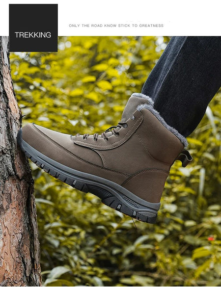 NeW Men Winter Snow Boots For Waterproof Leather Sneakers Super Warm Men's Boots Outdoor Male Hiking Boots Work Shoes Size 39-48