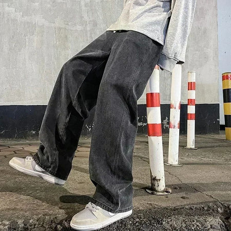 2025 autumn and winter Korean Style Straight Leg Jeans Men's Fashion Versatile Loose Thin Pants Men's Washed Retro ?