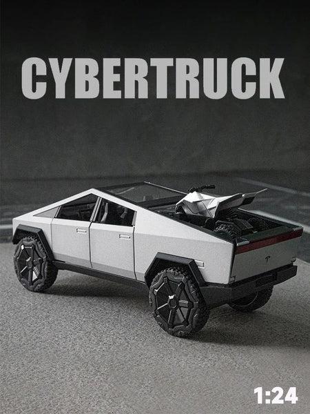 Alloy Model Car 1:24 Diecast Miniature Metal Pickup Vehicle Chidlren Birthday Collected Gift Van Truck Tesla Cybertruck Boys Toy