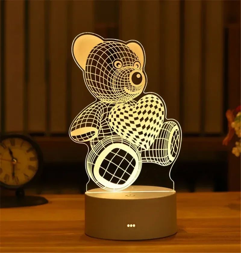 USB Operated 3D Acrylic LED Night Light Festival Birthday Kids Gifts Bedroom Bedside Decor Night Lamp Home Novelty Lighting