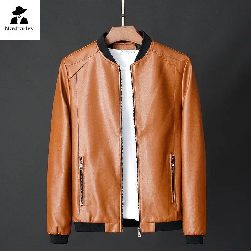 2024 Autumn New Men Black Biker PU Leather Coat Korean Fashion Men Pu Leather Jacket Trend Casual Fit Slim Baseball Clothes 8Xl