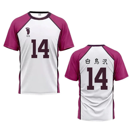 Haikyuu Jersey Japanese Anime Cosplay Tops Shiratorizawa Academy Volleyball Uniform Wakatoshi Ushijima Loose Sports T Shirt