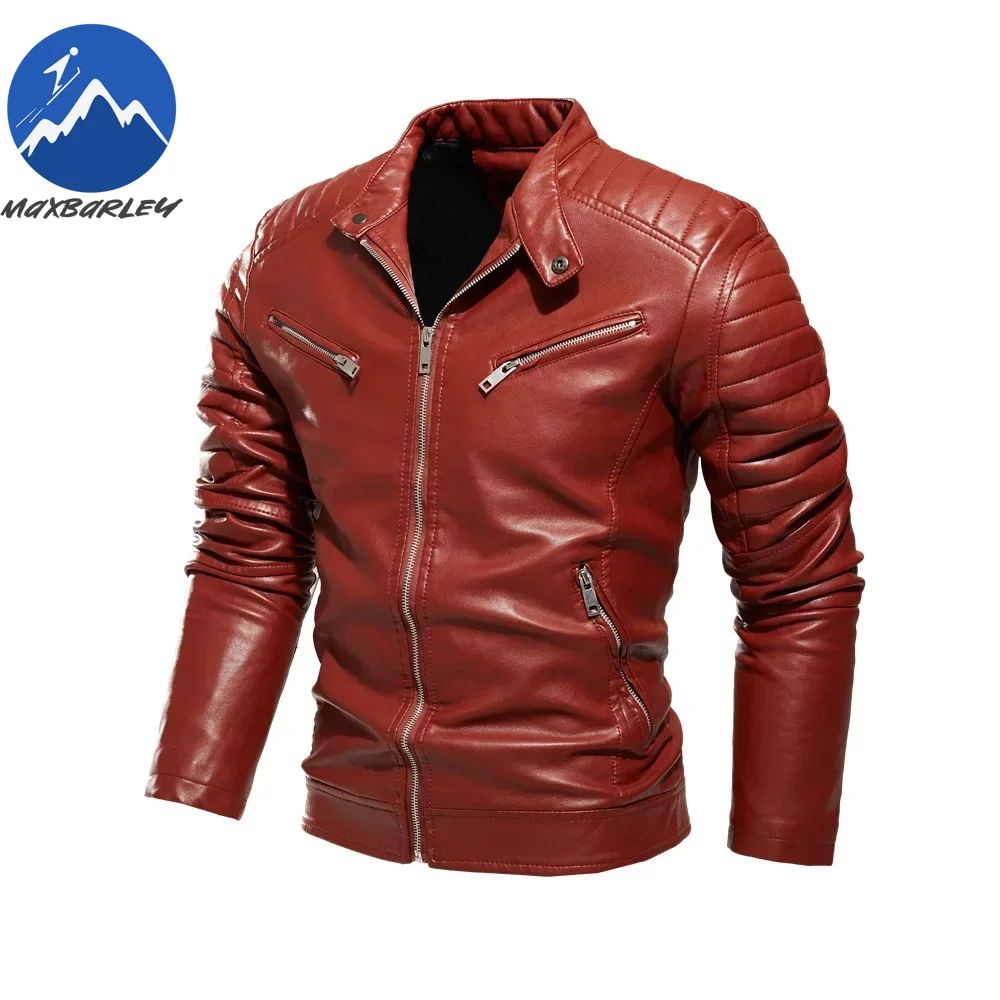 Men Yellow PU Leather Jacket Patchwork Biker Jackets  Casual Zipper Coat Male Motorcycle Jacket Slim Fit Fur Lined Outwear Coat
