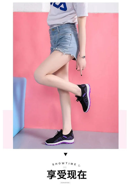 Vulcanize Shoes Women Platform Sneakers Summer Light Breathable Mesh Sports Shoes Ladies Outdoor Wear-resistant Jogging Trainers