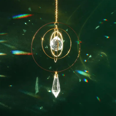 1pc Four-round Crystal Garden Sun Catcher Hanging Decor, for Garden Parties, Weddings - Christmas-themed Glass Garden Sun Catche
