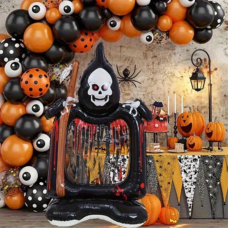 Halloween Party Giant Foil Balloons Inflatable Toys Decor Pumpkin Soldier Witch Ghost Skeleton Reaper Aluminum Standing Balloon