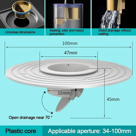 Brass Floor Drain Core Fast Drainage Insect Proof Drain Sink Shower Plug Backflow Preventer Valve Bathroom Accessories