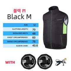 Fan vest Electric Cool Vest Cooling Fan Vest Air-conditioned Clothes Hiking Cooling 13 Hours High Temperature Work Fishing Vest