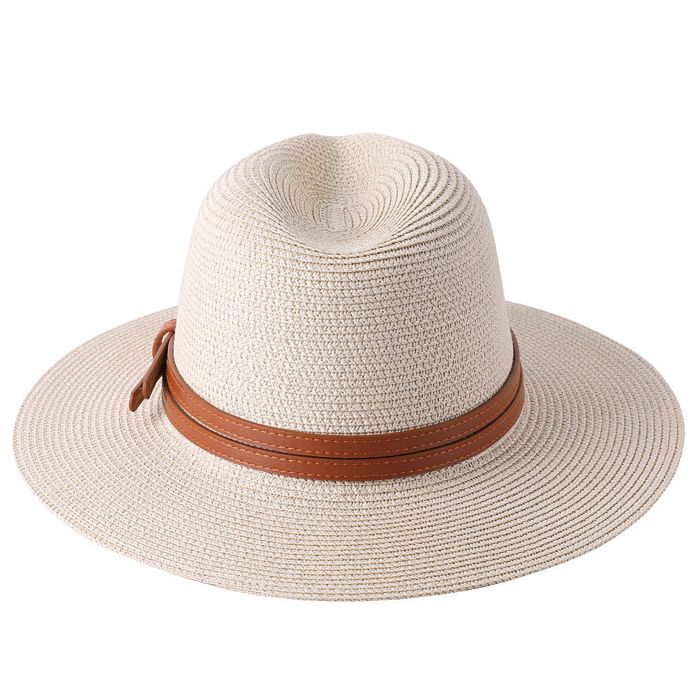 Large Size 56-58 59-60cm New Natural Panama Straw Hat Summer Men Women Wide Brim Beach UV Protection Fedora Sun Hat Wholesale