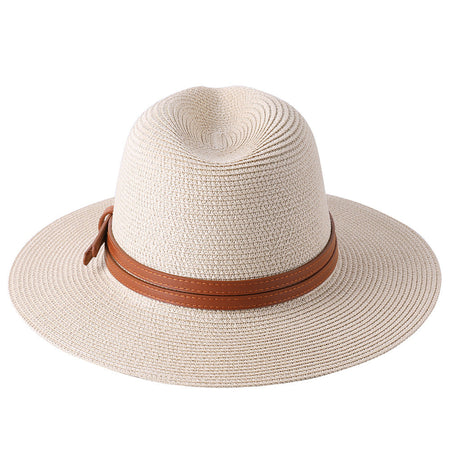 Large Size 56-58 59-60cm New Natural Panama Straw Hat Summer Men Women Wide Brim Beach UV Protection Fedora Sun Hat Wholesale