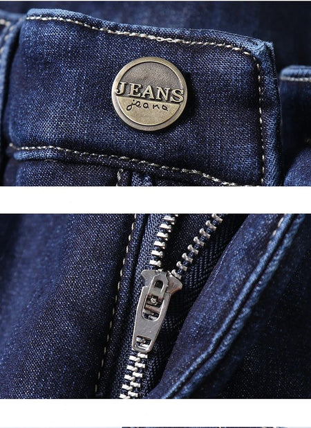 Men's Wool Velvet Jeans Winter Fleece Thickened Business Casual Straight Denim Pants Soft Cozy Thermal Stretch Trousers Male