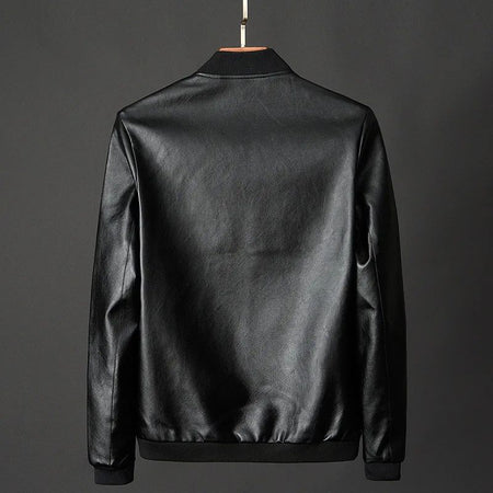 2025 Autumn New Men Black Biker PU Leather Coat Korean Fashion Men Pu Leather Jacket Trend Casual Fit Slim Baseball Clothes 8Xl