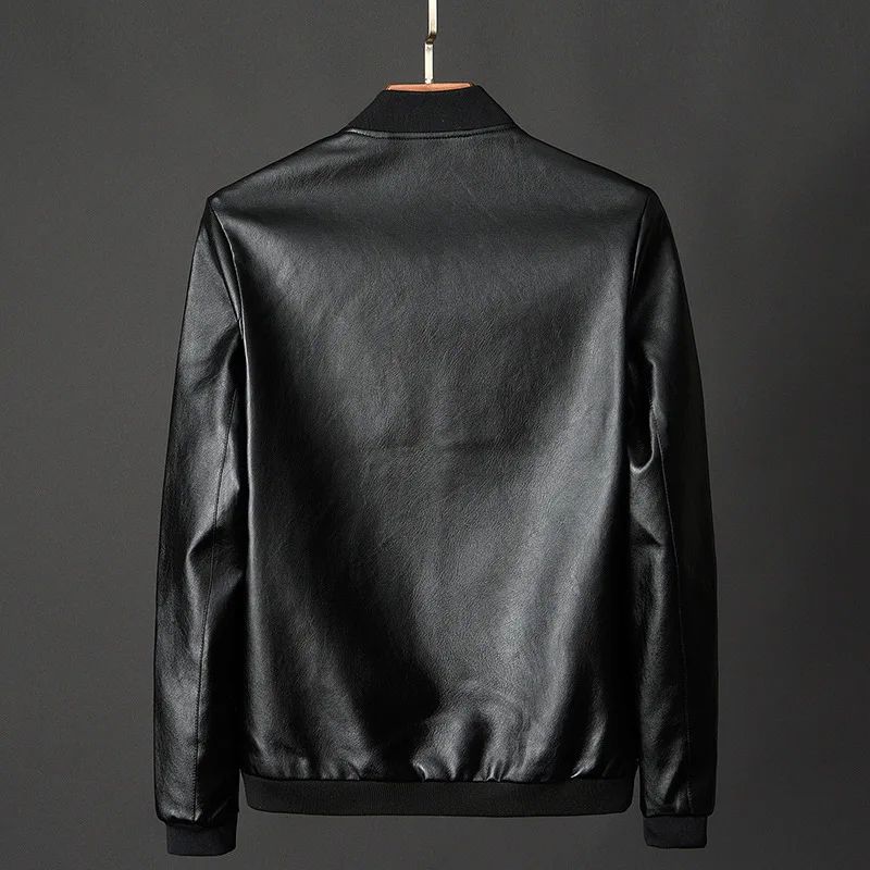 2025 Autumn New Men Black Biker PU Leather Coat Korean Fashion Men Pu Leather Jacket Trend Casual Fit Slim Baseball Clothes 8Xl