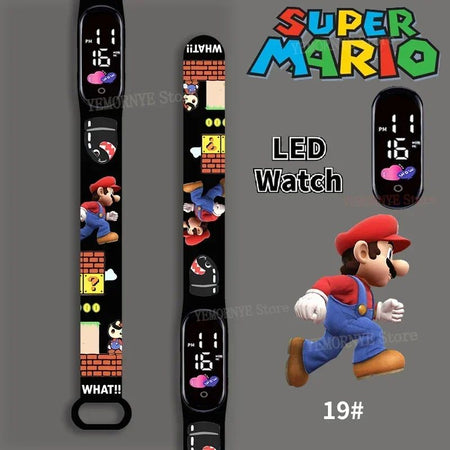 Mario Bros Children's Watches Action Figures Luigi Princess Peach Yoshi Bowser kids Sport Wristband Waterproof Digital Watch Toy