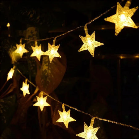 Battery Power Star Led Lights Garland Fairy String Christmas Outdoor Lamp Garden Bedroom Room Wedding Party Decoration