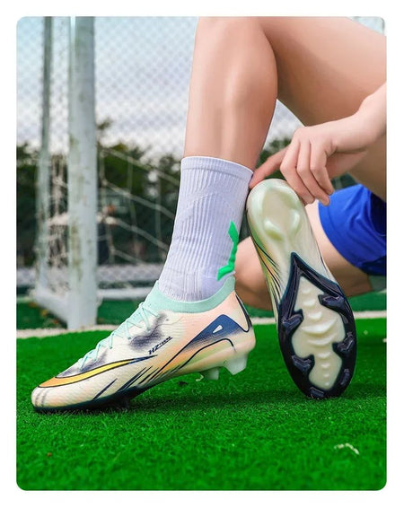 New Men Football Boots Match Ultralight Grass Cleats Soccer Shoes Sneakers Indoor Breathable Long Spikes Training Drop Shipping
