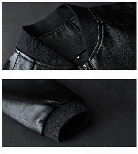2025 Autumn New Men Black Biker PU Leather Coat Korean Fashion Men Pu Leather Jacket Trend Casual Fit Slim Baseball Clothes 8Xl