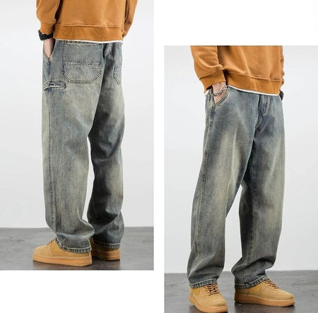Men's Jeans Retro Cargo Trousers Straight Man Cowboy Pants Punk Washed Luxury Designer 2025 Trend Y2k Vintage Korean Style Baggy