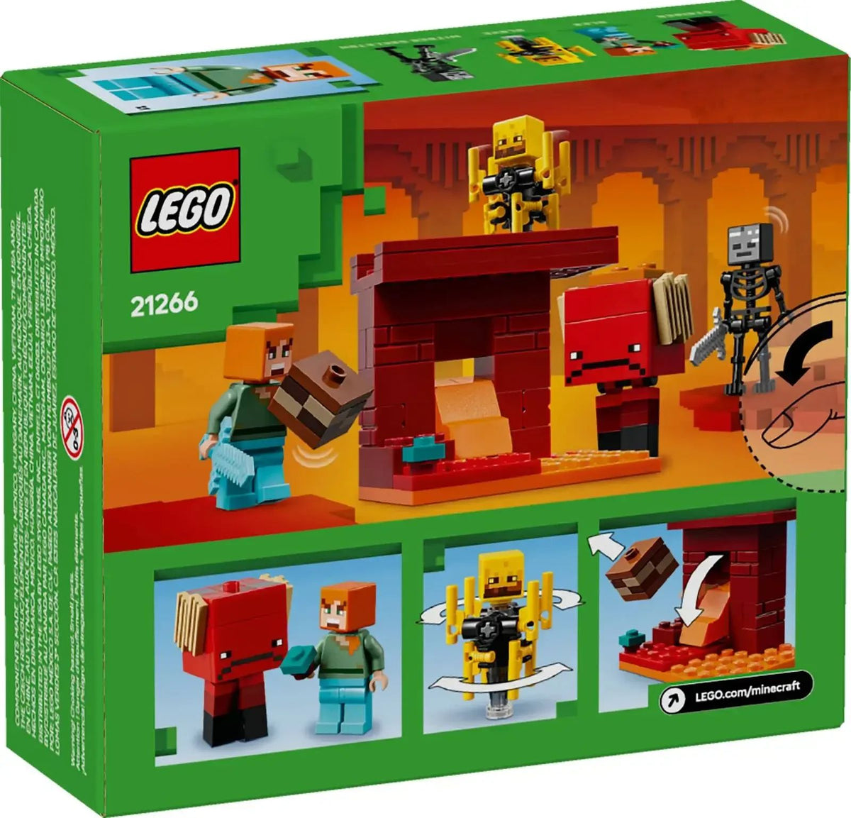 LEGO® Minecraft® Nether Lava Battle Set Big Build-and-play Fun for Boys Girls Aged 6+ Birthday Christmas Gift 21266 99 Pieces