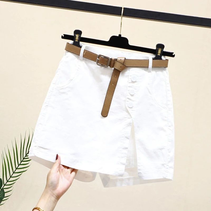 2026 Chic Shorts Women Korean Solid Buttons Side Slit A-line Streetwear Fashion Skirts Chic Harajuku Summer Loose Pants