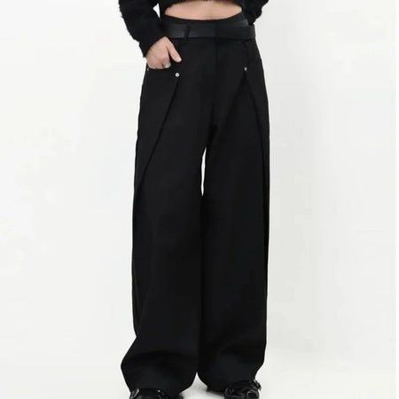 American Style High Waist Draped Suit Pants Women's Spring Autumn Loose Trendy Versatile Wide Leg Casual Floor Length Straight L