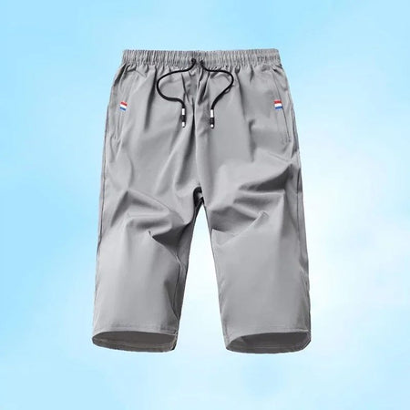 Sport Loose Over Silk Knee Length Pants 2025 Men New Summer Thin Shorts Male Casual Quick Dry Ice Silk Zipper Pocket Capri Pants