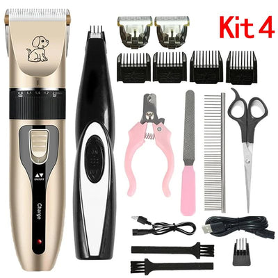 Electric Pet Clipper Grooming Kit for Dogs Reachageable Trimmer Haircut Cat Hair Cutting Remover Quiet Nail Grinder Machine Set