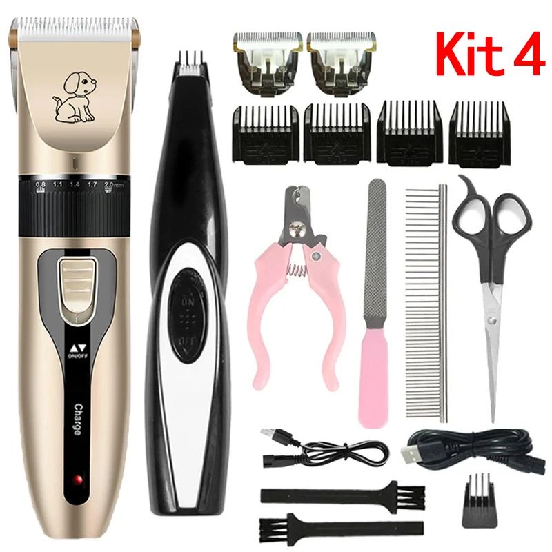 Electric Pet Clipper Grooming Kit for Dogs Reachageable Trimmer Haircut Cat Hair Cutting Remover Quiet Nail Grinder Machine Set