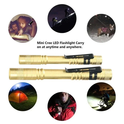 Mini Portable LED Pen Light Flashlight Powered By AAA Battery Torch With Pen Clip Outdoor Camping Emergency Lighting Flashlight