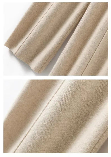 High Waist Knitted Woolen Wide Leg Pants Autumn Winter New Style Drapey Floor-Length Casual Trousers Skin-friendly Warm