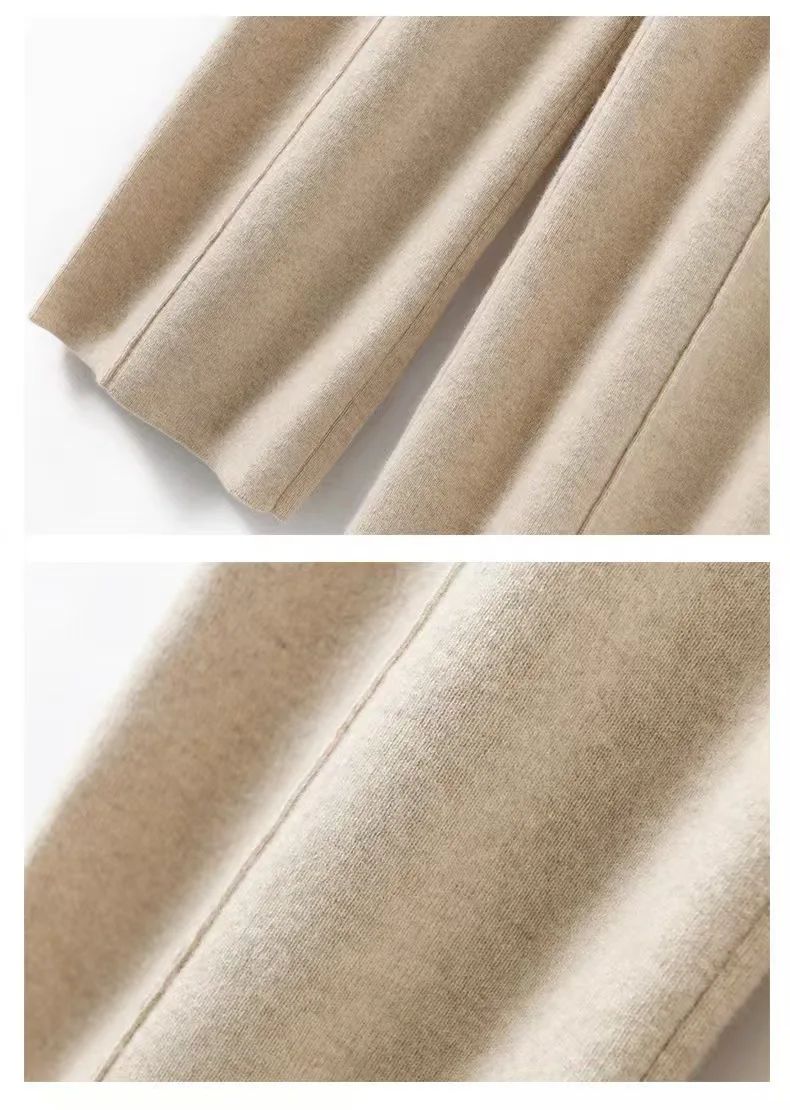 High Waist Knitted Woolen Wide Leg Pants Autumn Winter New Style Drapey Floor-Length Casual Trousers Skin-friendly Warm