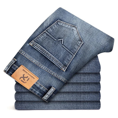 Autumn Winter New Business Men's Jeans Classic Fashion Stretch Washed Casual Denim Trousers Comfortable Straight Male pants