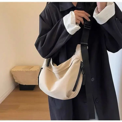 Fashion High Capacity Solid Color Single Shoulder Totes Bag Nylon Hobos Crossbody Bags Solid Casual Zipper Women's Bags