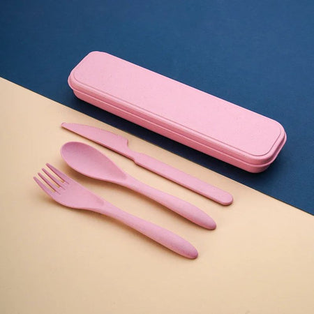 Creative portable cutlery box knife, fork and spoon set plastic student canteen travel portable three-piece set