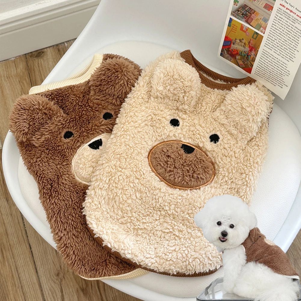Warmth Pets Cute Clothes Teddy Schnauzer Clothes Puppy Clothes 1.5-11.5kg Winter Dog Clothing Soft Plush Teddy Bear Sweater Vest