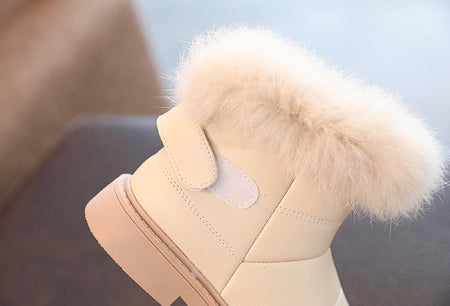 2023 New Solid Color Britain Style Girls Casual Boots Plush Winter Soft Baby Boys Short Boots Kids Shoes Children Drop Shipping
