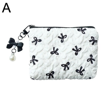 1PC Color Bow Canvas Large Capacity Lipstick Air Cushion Storage Bags Women's Makeup Bag Commuter Handbag Travel Toiletry Bags