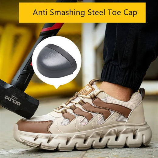 Light work shoes for men with iron professional man safety shoes non-slip work boots men steel nose safety sneakers man 46
