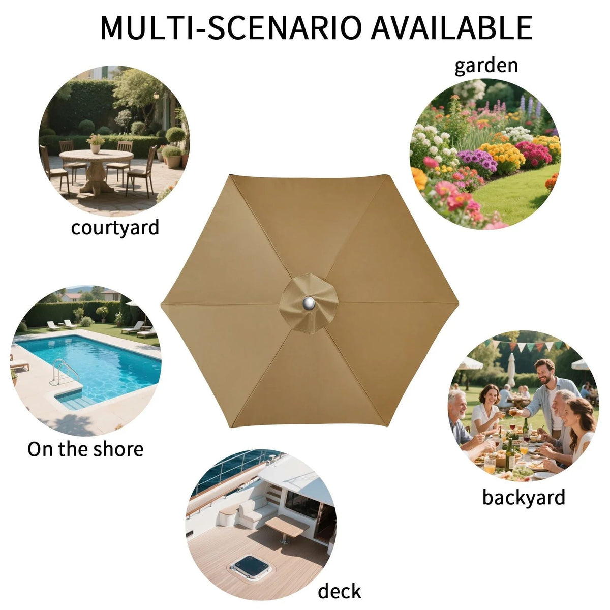 Parasol Replaceable Parasol Top Cloth Garden Patio Canopy Umbrella Cover Waterproof Sunshade 2/2.5/2.7/3m For 6 Ribs/8 Ribs