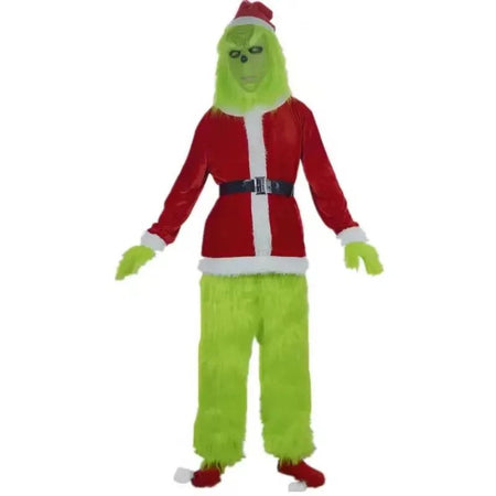 New Christmas Costume Cosplay Clothes Dress Up Santa Claus Weird Green Haired Party Performance Costume