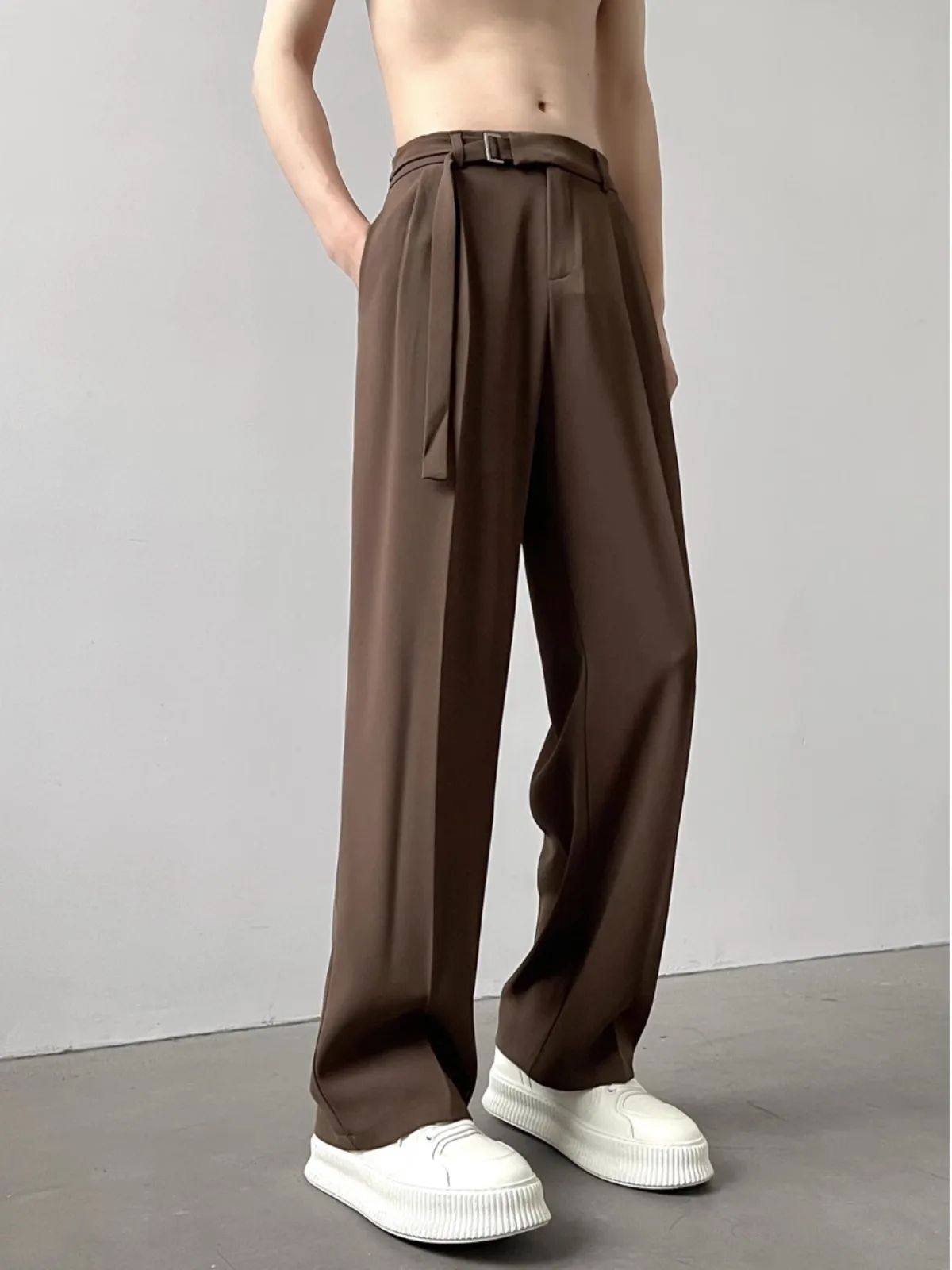 Casualsuit Pants Men's Autumn Japanese Light Luxury Draped Trousers Loose-fit Straight-leg Versatile Wide-leg Long Pants