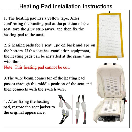 Universal Built-in Car Seat Heater Set Fit 2 Seats with 12V Alloy Wire Fast Heating Pad and 3 Levels Dual Control Switch System