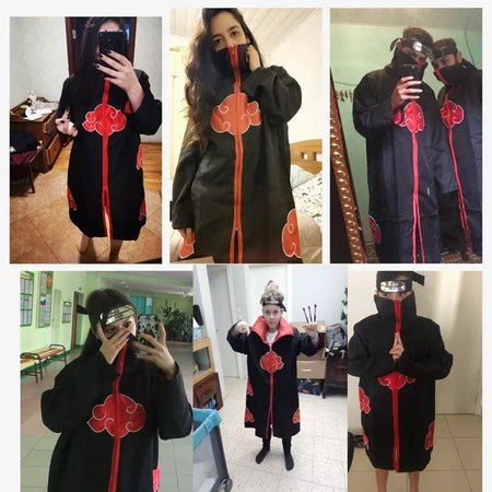 Cartoon Embroidered Standing Collar Red Cloud Cloak Robe Costume Men Kid Halloween Role Play with Rings Headdress Necklace Props