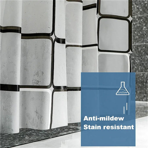 Bathroom Shower Curtains with Hooks Waterproof and Mildew Proof Durable Bathroom Screens PE EVA Self-crop Fabric Shower Curtains