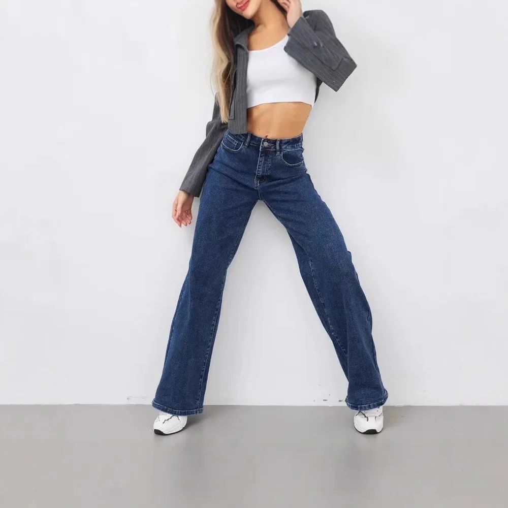 High Waist Wide Leg American Style Summer Casual Women's Jeans Floor Length Design Sensation Fashionable Chinese Brand
